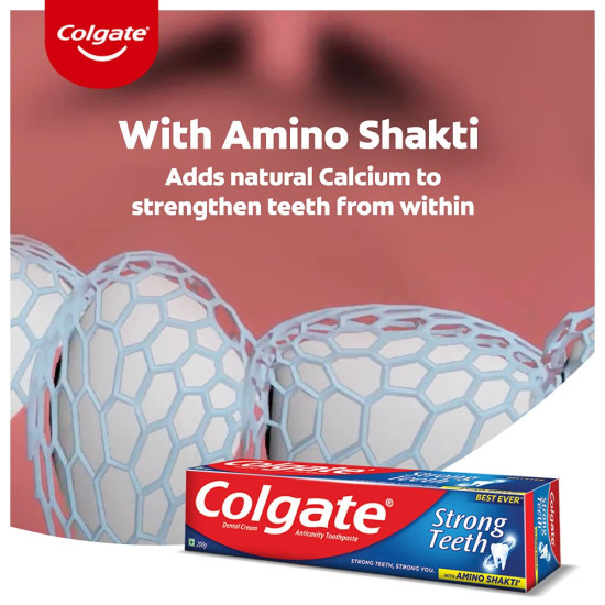 Colgate Strong Teeth Anticavity Toothpaste with Amino Shakti & Sensitive Toothbrush Combo - Complete Oral Care