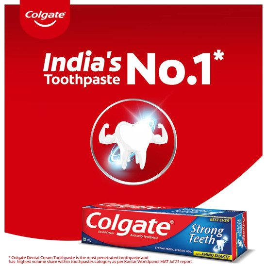 Colgate Strong Teeth Anticavity Toothpaste with Amino Shakti & Sensitive Toothbrush Combo - Complete Oral Care