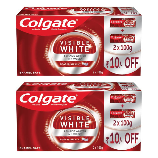 Colgate Visible White Teeth Whitening Toothpaste - Whitening Accelerators for Tobacco Stain Removal