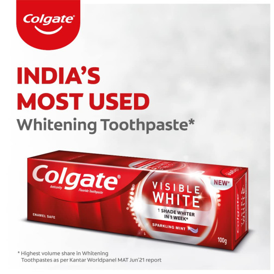 Colgate Visible White Teeth Whitening Toothpaste - Whitening Accelerators for Tobacco Stain Removal