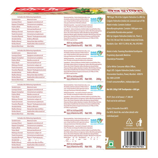 Colgate Vedshakti Toothpaste - Anti-Bacterial Paste for Whole Mouth Health