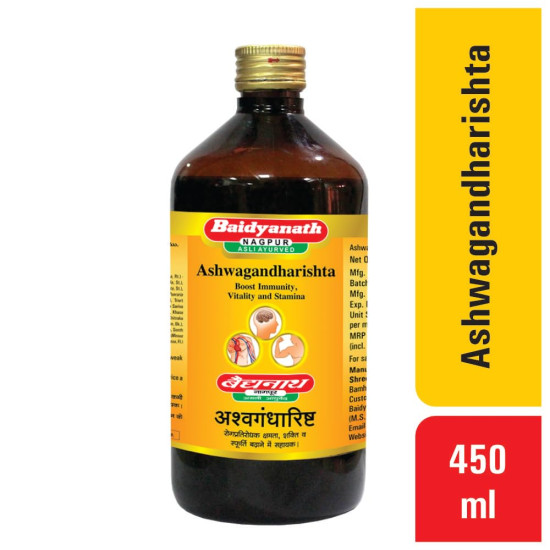 Baidyanath Ashwagandharishta | Helps Boost immunity - 450 ML Syrup, Natural