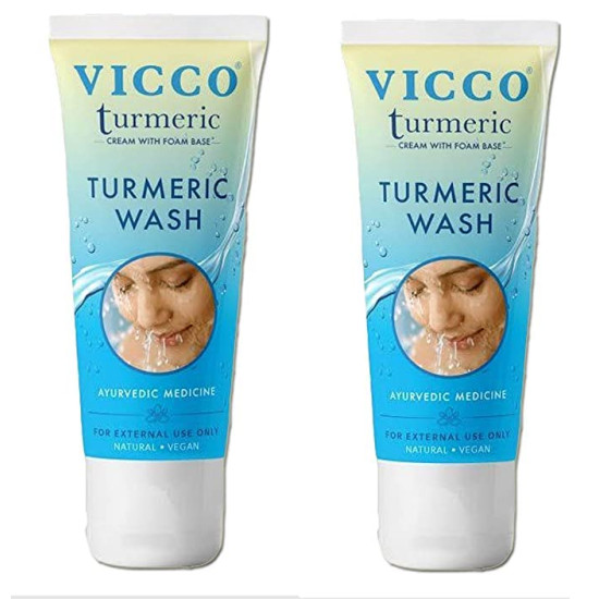 Vicco Turmeric With Foam Base Facewash (Pack of 2) - Natural Skin Care Solution