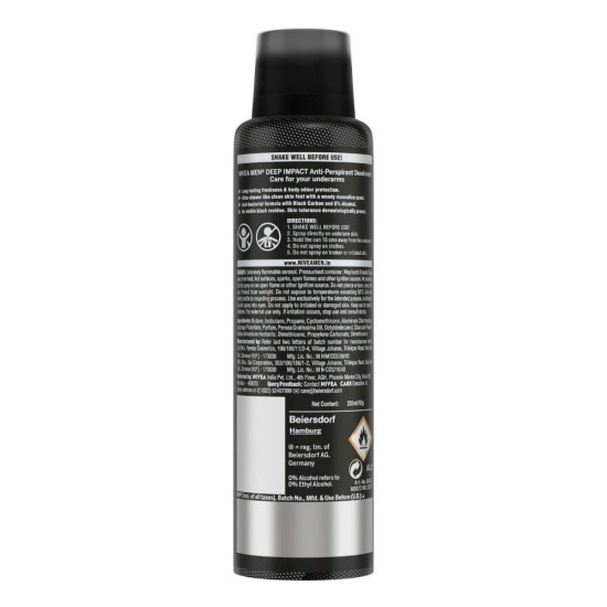 NIVEA MEN Deep Impact Freshness Deodorant Spray - Long-lasting Freshness