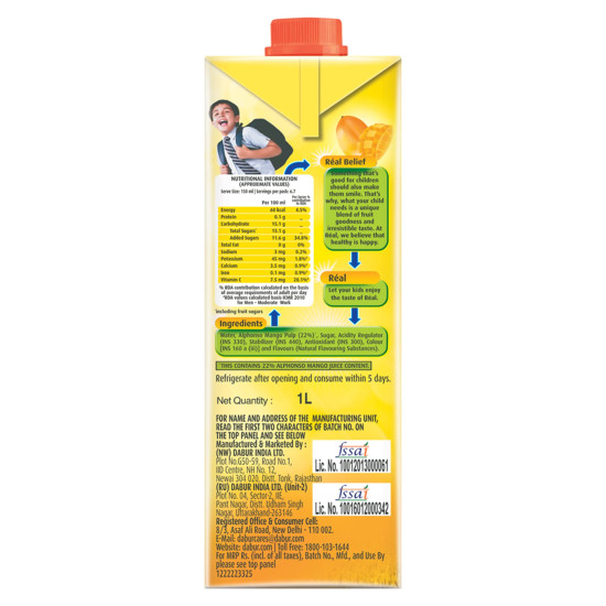 DABUR Real Alphonso Mango Fruit Juice - Rich in Vitamin C