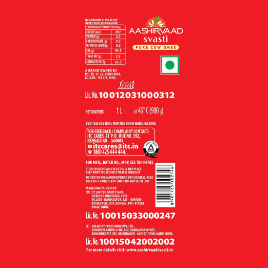 Aashirvaad Svasti Pure Cow Ghee - Desi Ghee with Rich Aroma