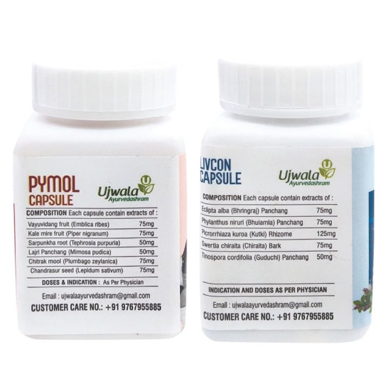 Ujwala Ayurvedashram Pymol+Livcon Capsule - Fast Relief for Piles & Fissures