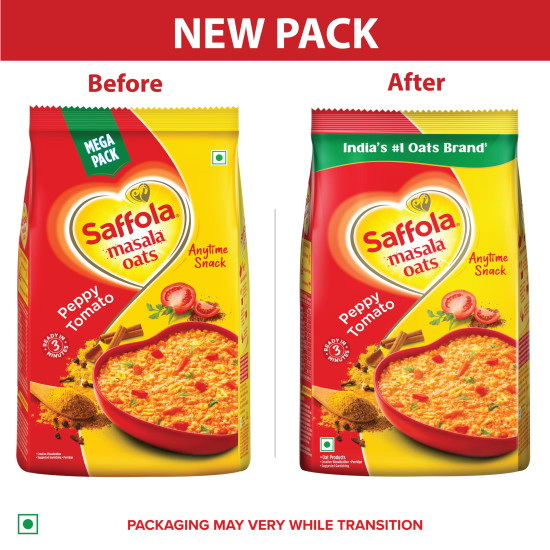 Saffola Masala Oats - Peppy Tomato Flavor - Healthy Snack