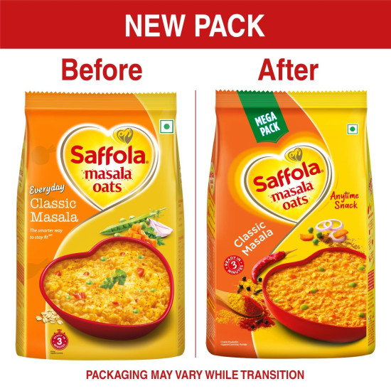 Saffola Masala Oats - Tasty & Healthy Snack - Classic Masala 500g