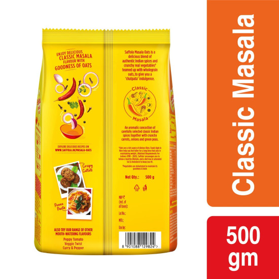 Saffola Masala Oats - Tasty & Healthy Snack - Classic Masala 500g