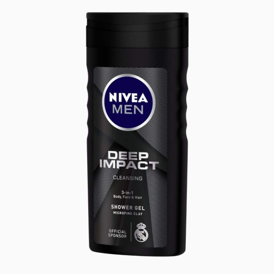 Nivea Men Body Wash - Deep Impact 3-in-1 Shower Gel with Microfine Clay