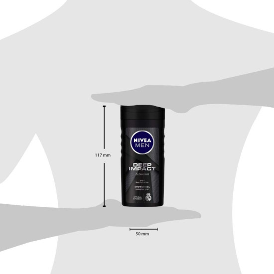 Nivea Men Body Wash - Deep Impact 3-in-1 Shower Gel with Microfine Clay