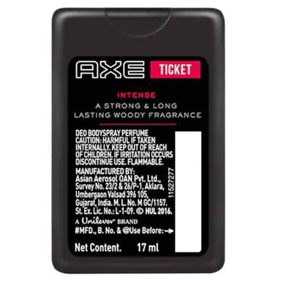 AXE Ticket Perfume, Intense, 17 Ml - Long Lasting Unisex Fragrance