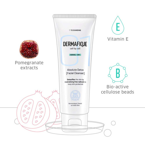 Dermafique Absolute Detox Facial Cleanser - Anti-Pollution Exfoliating Face Wash
