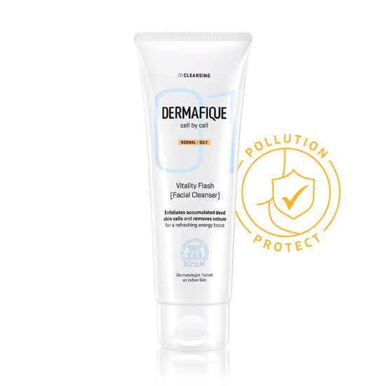 Dermafique Vitality Flash Facial Cleanser - Exfoliating Face Wash with Orange Zest