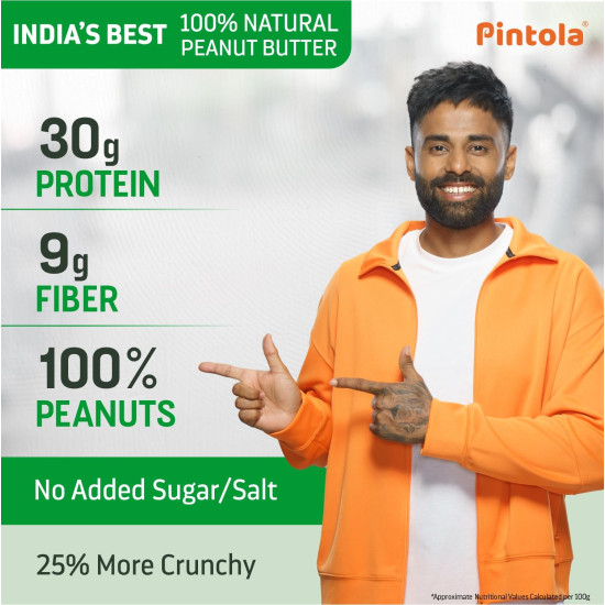 Pintola All Natural Peanut Butter EXTRA CRUNCHY 1kg - 30g Vegan Protein