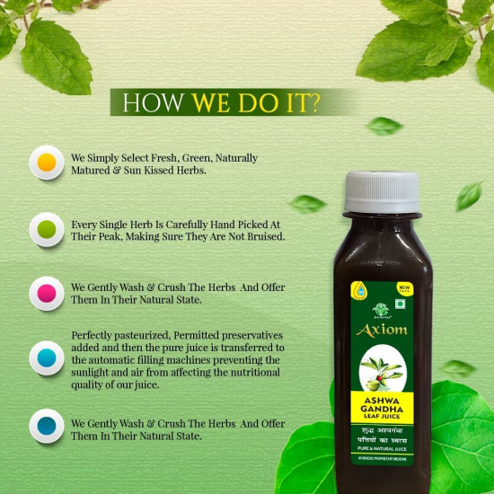 Ashavgandha Leaf Juice | Immunity Booster | Get Slim | WHO GMP, GLP, ISO Certified Natural Products | No added Colour |