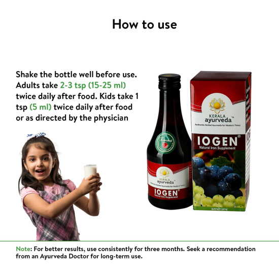 Kerala Ayurveda Iogen 200ml - Natural Iron Supplement Kerala Ayurveda Iogen 200ml - Natural Iron Supplement