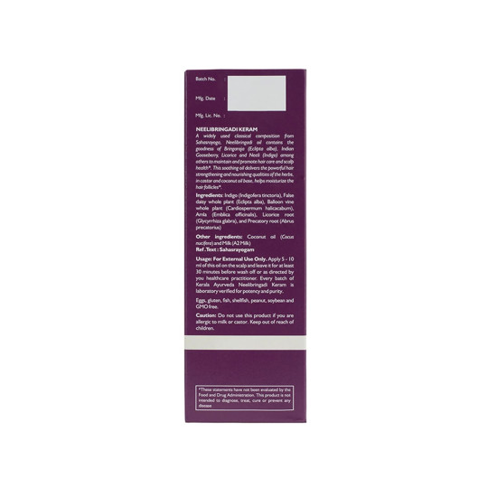 Kerala Ayurveda Neelibringadi Keram 200 ml - Ayurvedic Hair Oil