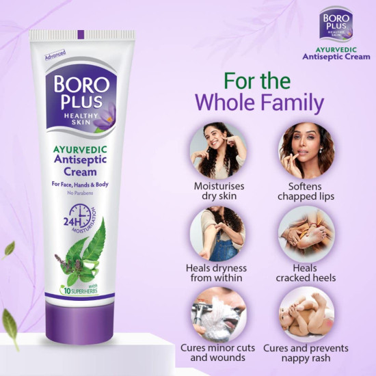 Boroplus Antiseptic Cream - 24Hrs Moisturisation with Neem, Tulsi & Aloe Vera