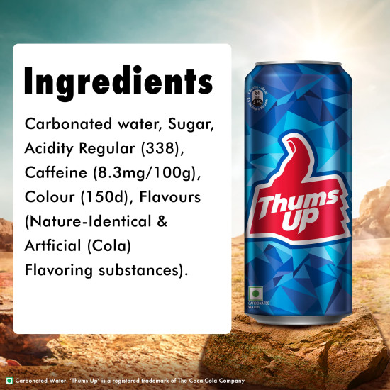Thums Up Soft Drink Can, 180 ml - Strong & Spicy Cola