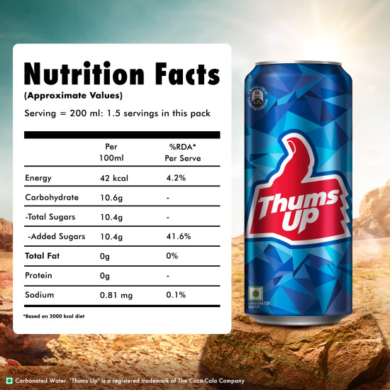 Thums Up Soft Drink Can, 180 ml - Strong & Spicy Cola