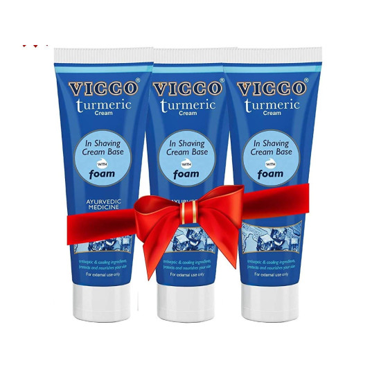 Vicco Ayurvedic Shaving Cream (PLAIN) - 70g (Pack of 3) - Natural Skincare