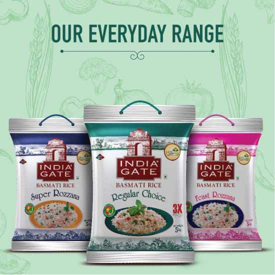 India Gate Basmati Rice Regular Choice, 5kg - Authentic Indian Flavor