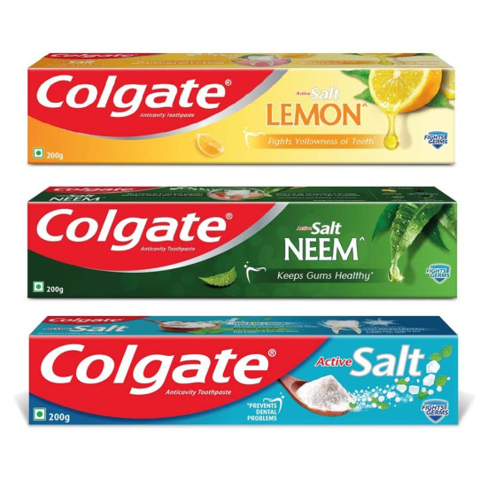 Colgate Active Salt Neem, Mineral & Lemon Toothpaste - Triple Pack for Optimal Oral Care