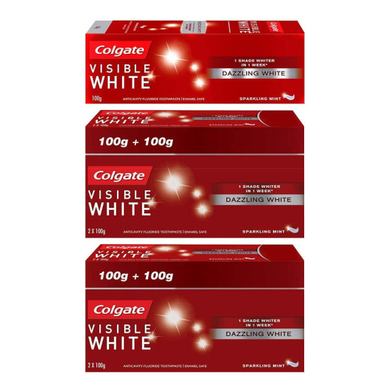 Colgate Visible White Teeth Whitening Toothpaste - Sparkling Mint Formula