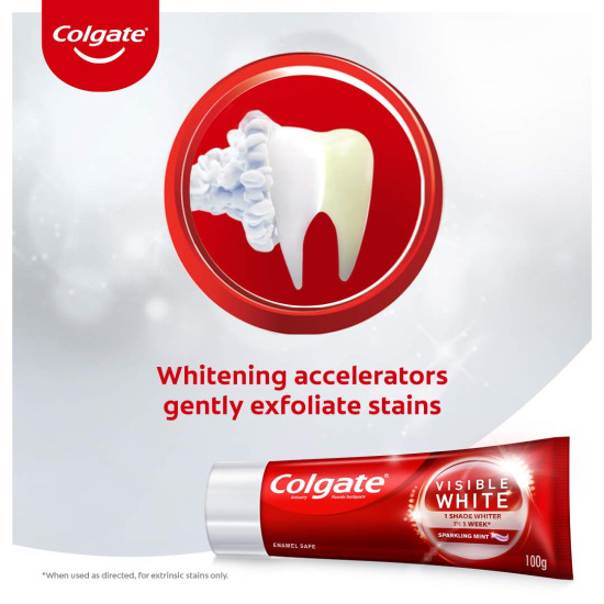 Colgate Visible White Teeth Whitening Toothpaste - Sparkling Mint Formula