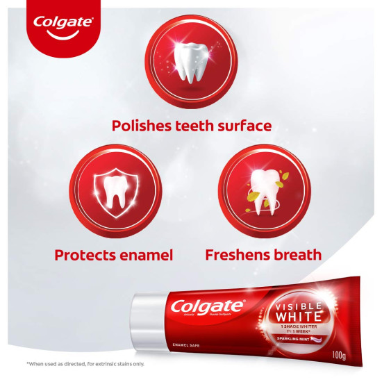 Colgate Visible White Teeth Whitening Toothpaste - Sparkling Mint Formula