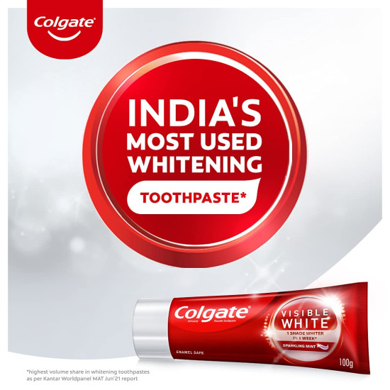 Colgate Visible White Teeth Whitening Toothpaste - Sparkling Mint Formula