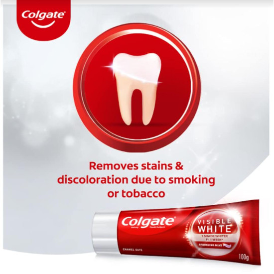 Colgate Visible White Teeth Whitening Toothpaste - Sparkling Mint Formula