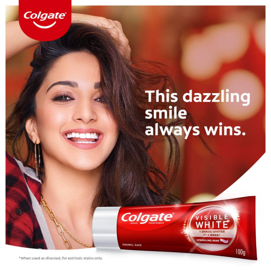 Colgate Visible White Teeth Whitening Toothpaste - Sparkling Mint Formula
