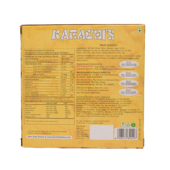 Karachi Bakery Fruit Biscuit Premium 500G - Delicious Vegetarian Cookies