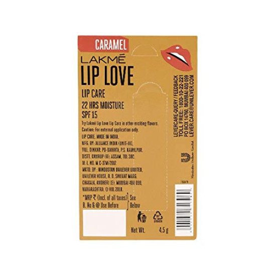 Lakme Lip Love Chapstick Caramel - Long-lasting Moisturization with SPF 15