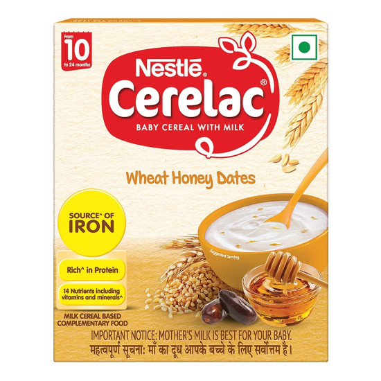Nestle Cerelac Baby Cereal with Milk, Wheat Honey Dates - Source of Iron & Protein