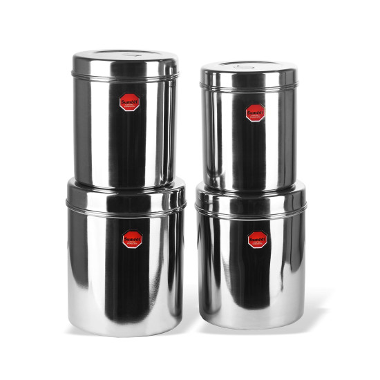 Sumeet Stainless Steel Vertical Canisters Set of 4 - Durable Storage Solution
