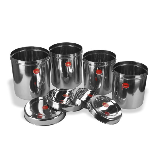 Sumeet Stainless Steel Vertical Canisters Set of 4 - Durable Storage Solution