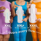 Whisper Bindazzz Nights 10 XXXL Sanitary Pads, Upto 0% Leaks All Night Long, For Super Heavy Flow, Nearly 75% Longer with Wider Back, Double hug wings keep pad in place , Disposable Wrapper