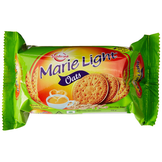 Sunfeast Marie Light Oats, 75g (Pack of 12) - Healthy Oats Biscuits