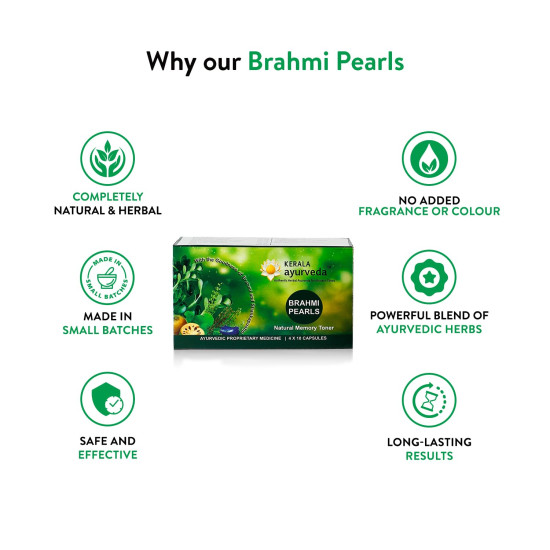 Kerala Ayurveda Brahmi Pearls 40 Capsules - Enhances Cognitive Functions Kerala Ayurveda Brahmi Pearls 40 Capsules - Enhances Cognitive Functions