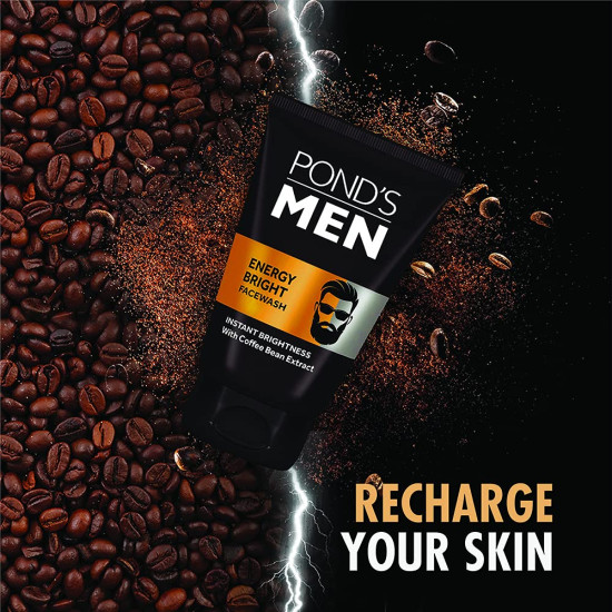 Pond's Men Energy Bright Anti-Dullness Facewash - Instant Brightness with Coffee Bean