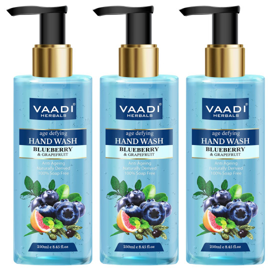 Vaadi Herbals Age Defying Blueberry and Grapefruit Hand Wash - Antioxidant Rich Cleanser