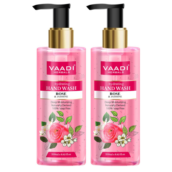 Vaadi Herbals Hydrating Rose and Jasmine Hand Wash - Luxurious Aromatic Cleanse