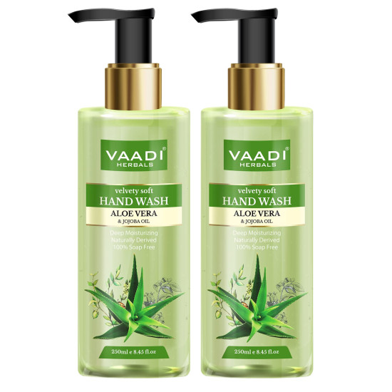 Vaadi Herbals Velvety Soft Aloe Vera and Jojoba Oil Hand Wash - Gentle Cleansing for Soft Hands