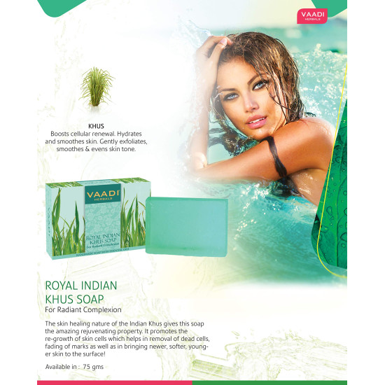 Vaadi Herbals Royal Indian Khus Soap - Rejuvenating Skin Care