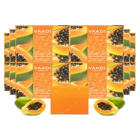 Vaadi Herbals Fresh Papaya Soap - Natural Exfoliating Soap for Glowing Skin