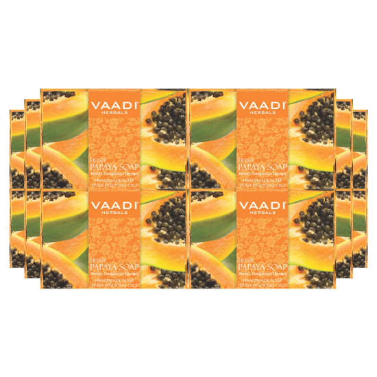 Vaadi Herbals Fresh Papaya Soap - Natural Exfoliating Soap for Glowing Skin